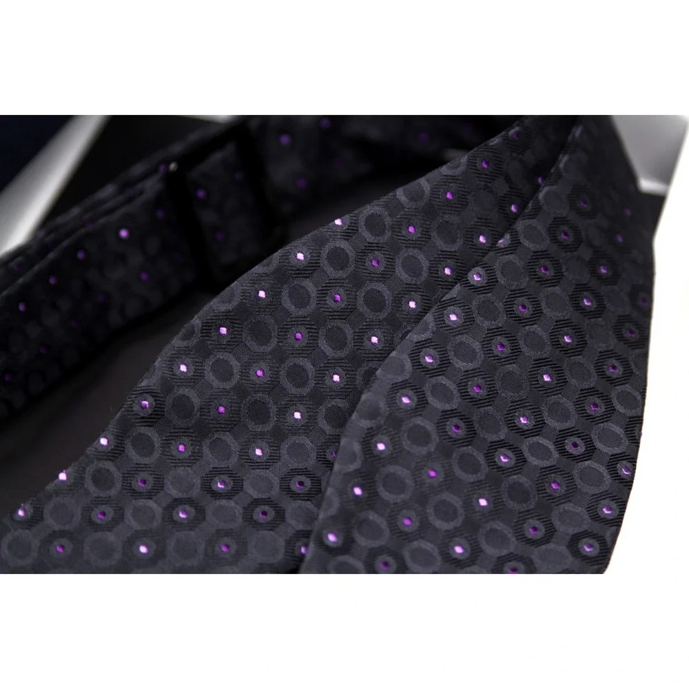 Men's Self-tied Bow‎ Tie 100%Silk Grey Purple Ornament S732BC